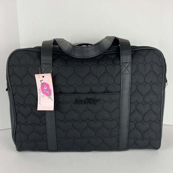 Betsey Johnson Black Quilted Weekender Bag - Picture 1 of 7
